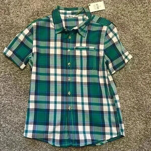 NWT Boys Dex Youth Short Sleeve Button Down, Size M